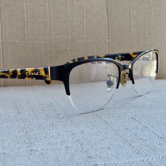 Coach Women Eyeglasses Half Rim Frame Satin Black/Honey Mosaic 50[]18 135 Glasse - Picture 1 of 11